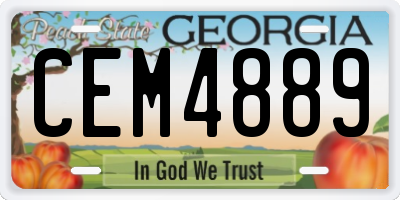 GA license plate CEM4889
