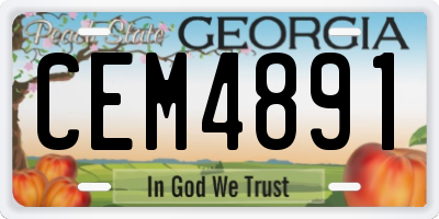 GA license plate CEM4891