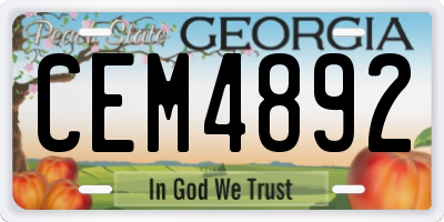 GA license plate CEM4892