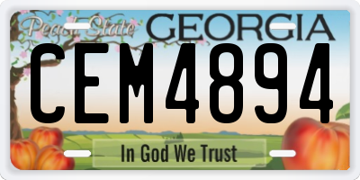 GA license plate CEM4894
