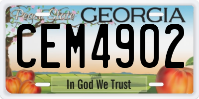 GA license plate CEM4902