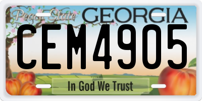 GA license plate CEM4905