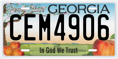 GA license plate CEM4906