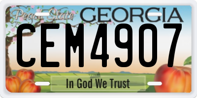 GA license plate CEM4907