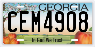GA license plate CEM4908