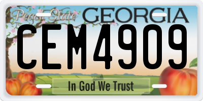 GA license plate CEM4909