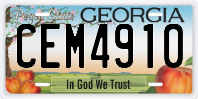 GA license plate CEM4910