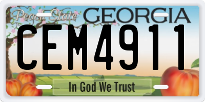 GA license plate CEM4911