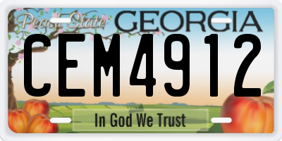 GA license plate CEM4912