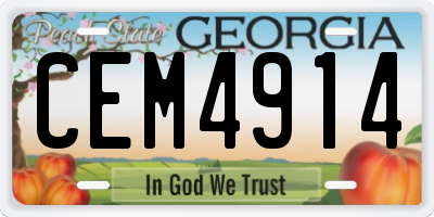 GA license plate CEM4914