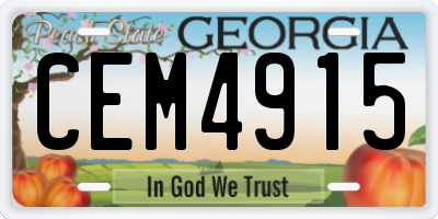GA license plate CEM4915
