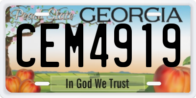 GA license plate CEM4919