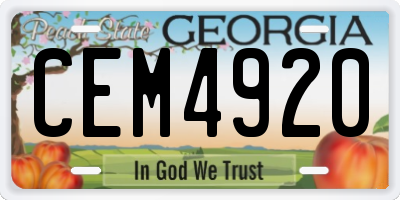 GA license plate CEM4920