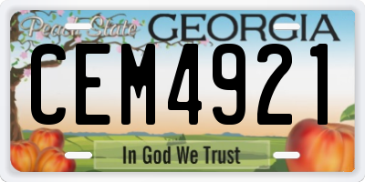 GA license plate CEM4921