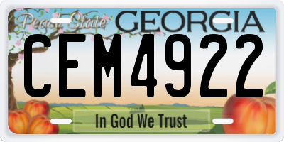 GA license plate CEM4922