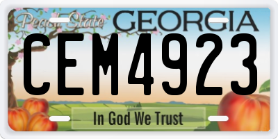 GA license plate CEM4923