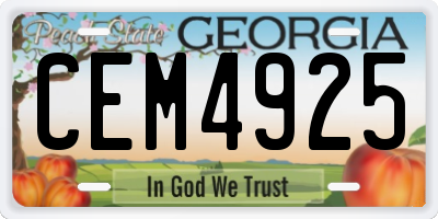 GA license plate CEM4925