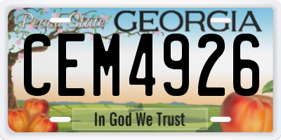 GA license plate CEM4926