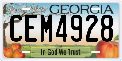 GA license plate CEM4928