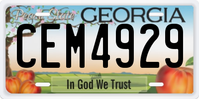 GA license plate CEM4929