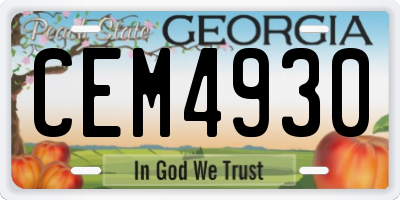 GA license plate CEM4930