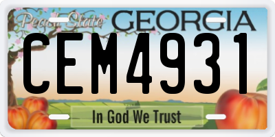 GA license plate CEM4931