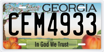 GA license plate CEM4933