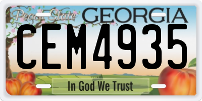 GA license plate CEM4935