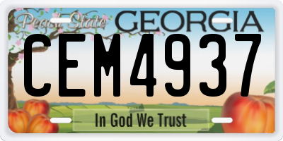 GA license plate CEM4937