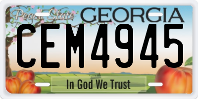 GA license plate CEM4945