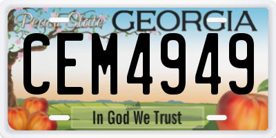 GA license plate CEM4949