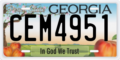 GA license plate CEM4951