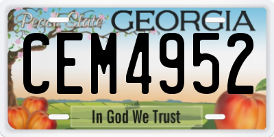 GA license plate CEM4952