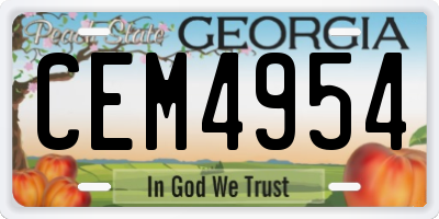 GA license plate CEM4954