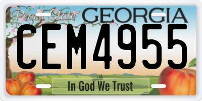 GA license plate CEM4955