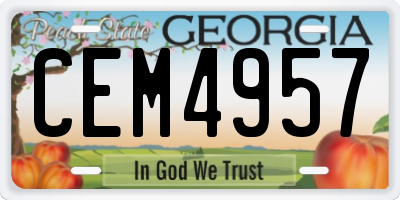GA license plate CEM4957