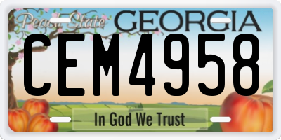 GA license plate CEM4958