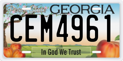 GA license plate CEM4961