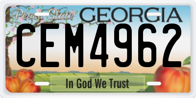 GA license plate CEM4962