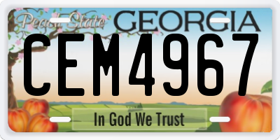 GA license plate CEM4967