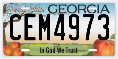GA license plate CEM4973