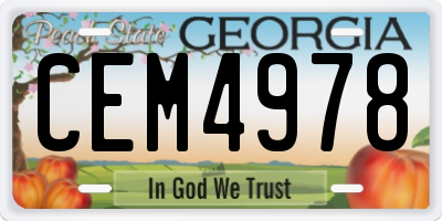 GA license plate CEM4978