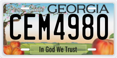 GA license plate CEM4980