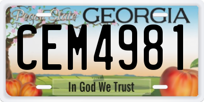 GA license plate CEM4981