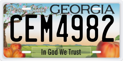 GA license plate CEM4982