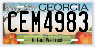 GA license plate CEM4983