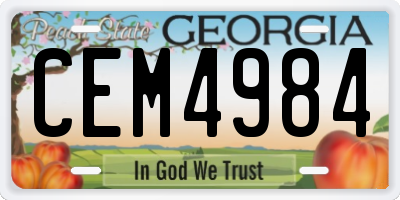GA license plate CEM4984