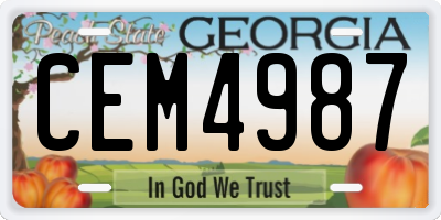 GA license plate CEM4987