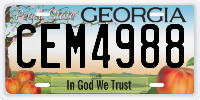 GA license plate CEM4988