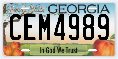GA license plate CEM4989